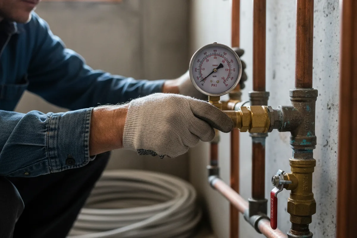 Pressure testing a repaired line during Water Line Repair in Dunn Loring